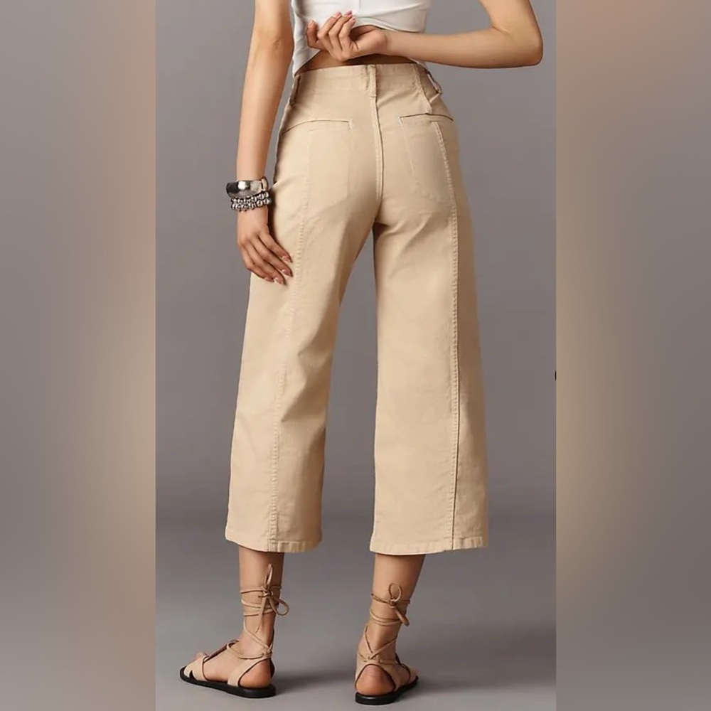 MAEVE The Delaney Crop Clean-Seamed High-Rise Wide-Leg Jeans 29P Soft Beige - Picture 3 of 12